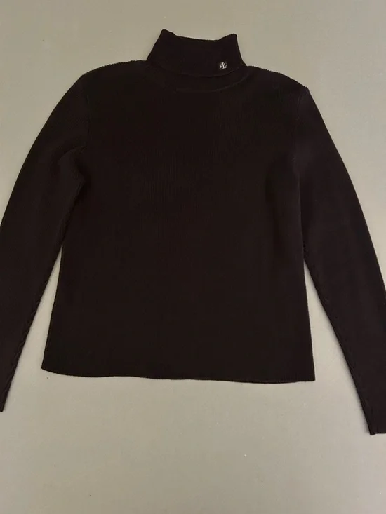 Ralph Lauren Black Ribbed Turtleneck Long Sleeve Top - Picture 1 of 5